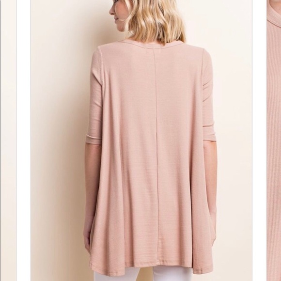 Dusty Rose Ribbed Henley Swing Top - Picture 3 of 3